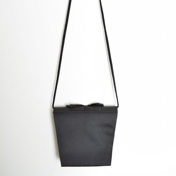 vintage 80s TUXEDO purse black velvet satin evening hand bag bow long strap - Picture 6 of 8